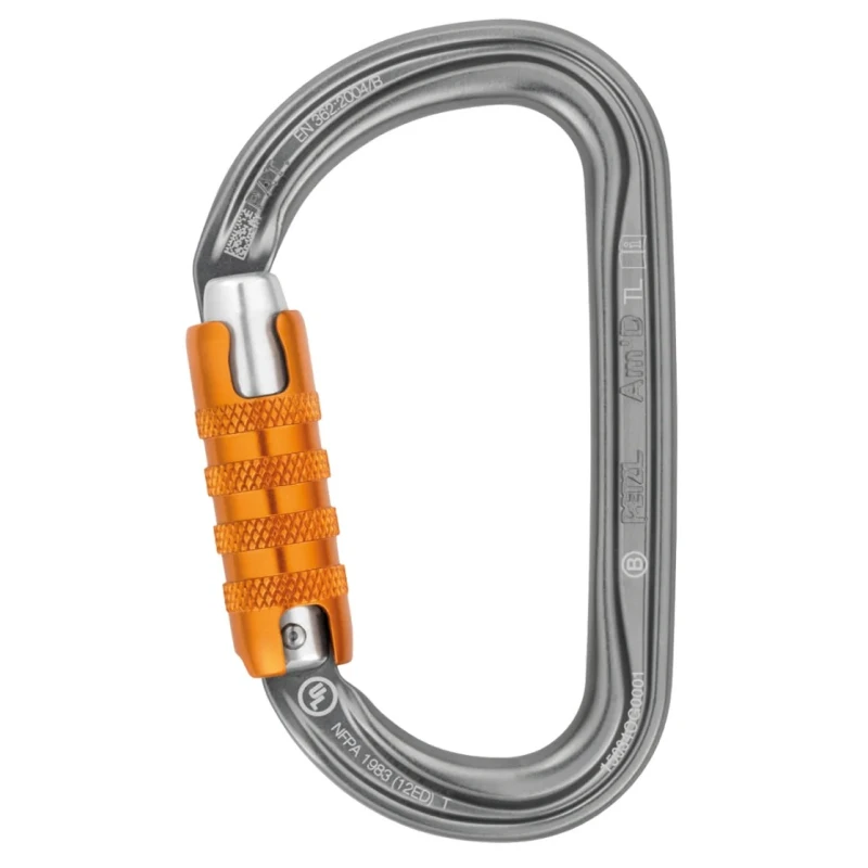 Petzl Stainless Steel and Aluminium Carabiner Triple-Action Locking 24mm Gate Opening M34A TL