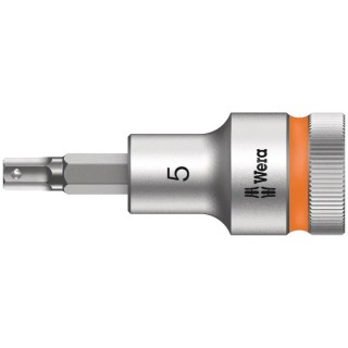 Wera 5 mm Hexagon Hex Socket with 1/2 in Drive, Chrome Vanadium Steel, 21.5mm Overall Length 05003821001