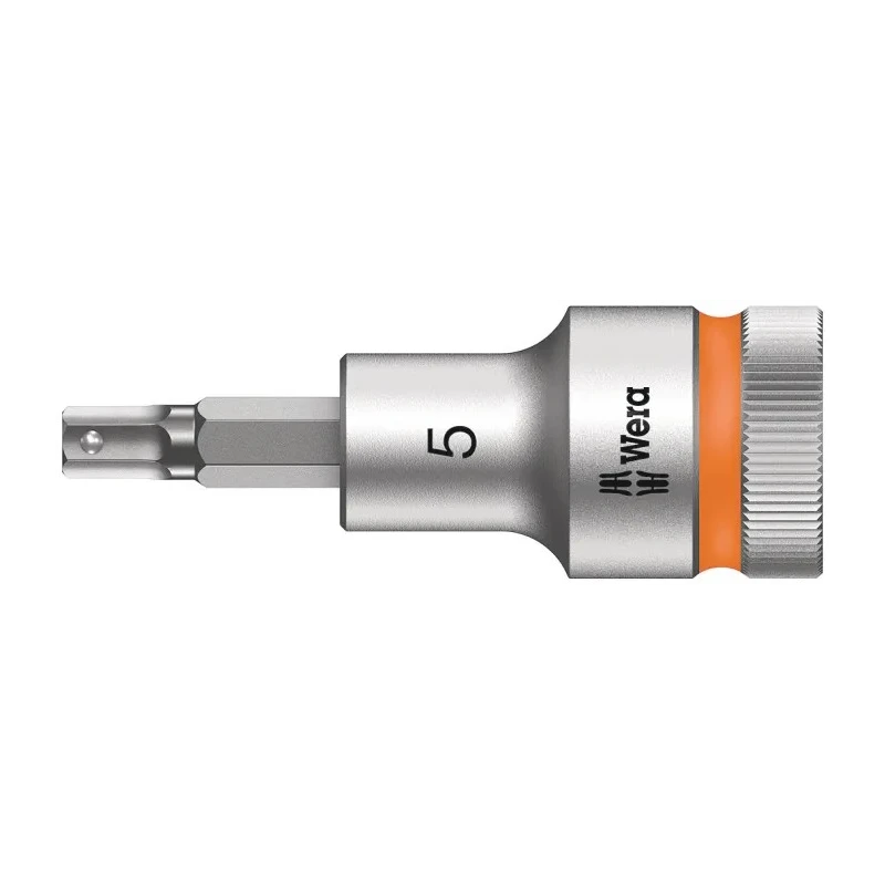 Wera 5 mm Hexagon Hex Socket with 1/2 in Drive, Chrome Vanadium Steel, 21.5mm Overall Length 05003821001