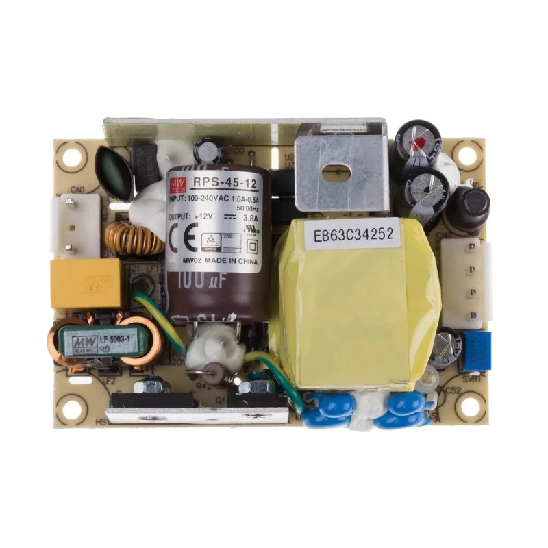 MEAN WELL Switching Power Supply 12V DC 45.6W 3.8A PCB Mount RPS-45-12