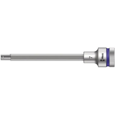 Wera 1/2 in Drive 7 mm Hexagon Chrome Vanadium Steel Socket, 101.5mm Overall Length 05003843001