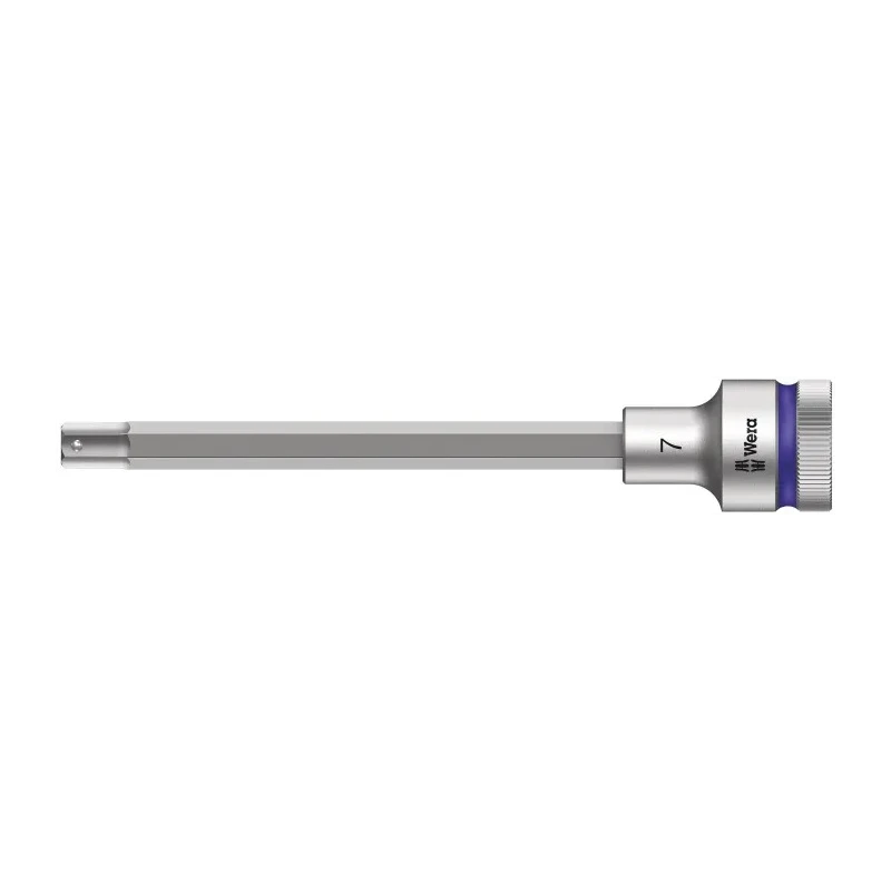 Wera 1/2 in Drive 7 mm Hexagon Chrome Vanadium Steel Socket, 101.5mm Overall Length 05003843001