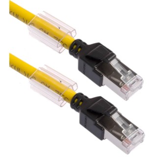 Omron XS6 Cat6a Shielded Screened Low Smoke Zero Halogen Ethernet Cable 4 Core Yellow 1 m 