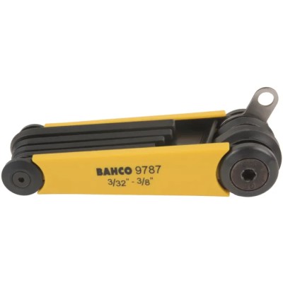 Bahco 7 Piece Folding Imperial Hex Key Set, Hex Size 2.38 to 9.53 mm TAHBE-9787