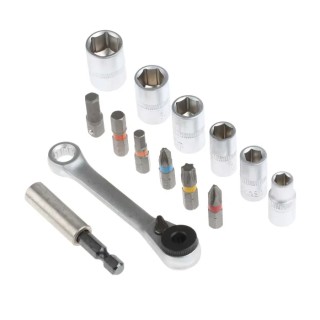RS PRO 24 Piece Nut Driver Set Torq Phillips Hex Socket Pozidriv Stainless Steel 1/4 in Drive 125-0442