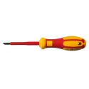 RS PRO Insulated Pozidriv Screwdriver PZ1 Tip 80 mm Blade Chrome Vanadium Steel VDE 1000V Approved 180mm Overall 125-3086