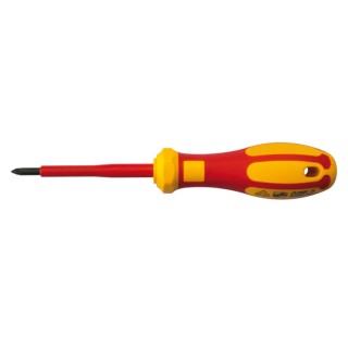 RS PRO Insulated Pozidriv Screwdriver PZ1 Tip 80 mm Blade Chrome Vanadium Steel VDE 1000V Approved 180mm Overall 125-3086