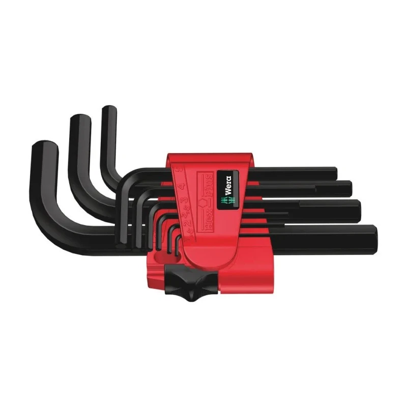 Wera 9 Piece L Metric Hex Key Set, Hex Size 1.5 to 10 mm, Long Arm, Black Finish 05021737001