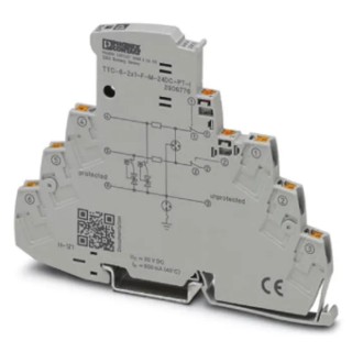 Phoenix Contact Surge Protector TTC Series, 10 kA Maximum Surge Current, DIN Rail Mount, 83.5mm Length, 6.2mm Depth 2906776