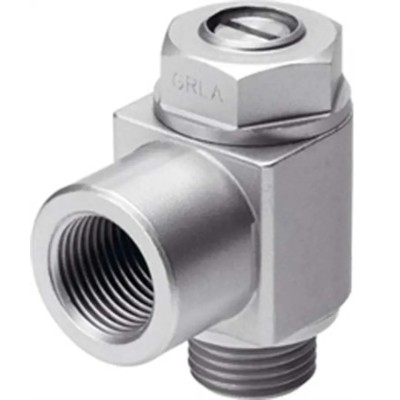 Festo GRLA Series Exhaust Valve Pneumatic Flow Controller, G1/4 Threaded Connections, 1 bar, -10°C to 150°C GRLA-1/4-B
