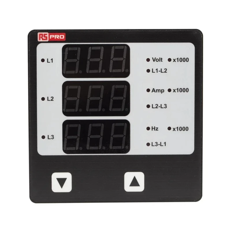 RS Pro LED Digital Panel Multifunction Meter for Voltage, Hour, Frequency, Rotational Speed, Current, 92 mm x 92 mm 136-5378