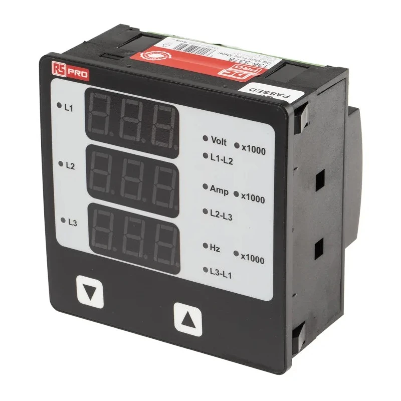 RS Pro LED Digital Panel Multifunction Meter for Voltage, Hour, Frequency, Rotational Speed, Current, 92 mm x 92 mm 136-5378