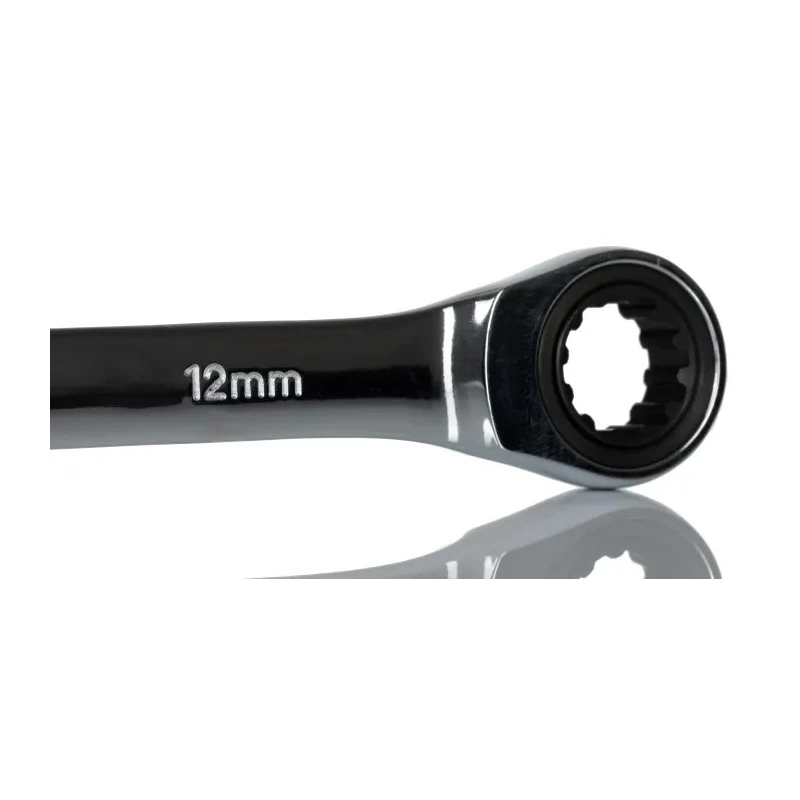 RS PRO Ratchet Spanner 12 mm, 169mm Overall Chrome Vanadium Steel Chrome Finish 144-7960