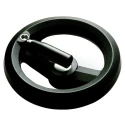 RS PRO Black Fibreglass Reinforced Technopolymer Spoked Fold Down Handle Hand Wheel, 200 mm Diameter 161-2016