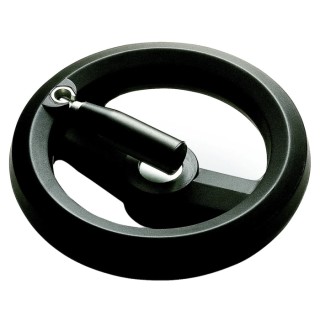 RS PRO Black Fibreglass Reinforced Technopolymer Spoked Fold Down Handle Hand Wheel, 200 mm Diameter 161-2016