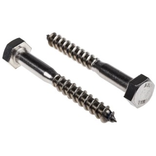 RS PRO Hex Coach Screw Stainless Steel M10 x 80 mm 144-3560