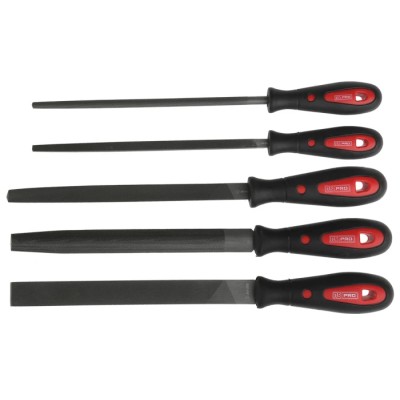 RS PRO 5 Piece Engineers File Set Second Cut 200 mm with Handle Included 161-1466