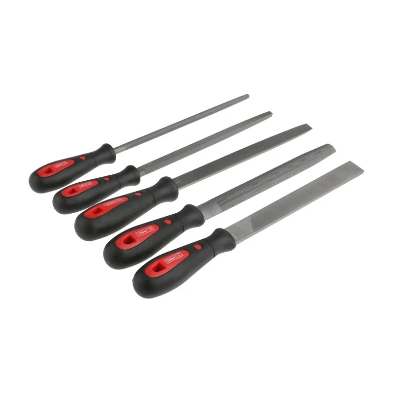 RS PRO 5 Piece Engineers File Set Second Cut 200 mm with Handle Included 161-1466