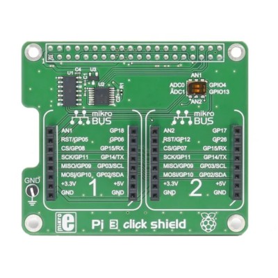 MikroElektronika Pi 3 Click Shield with 2 MikroBus Socket for Raspberry Pi MIKROE-2756