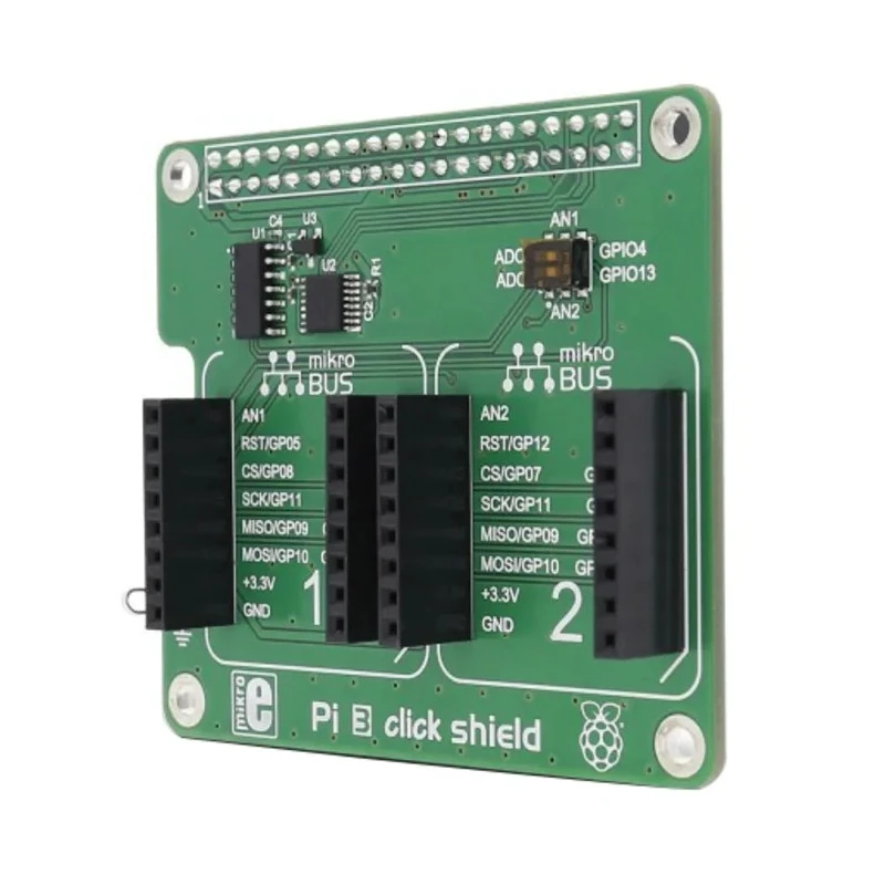 MikroElektronika Pi 3 Click Shield with 2 MikroBus Socket for Raspberry Pi MIKROE-2756