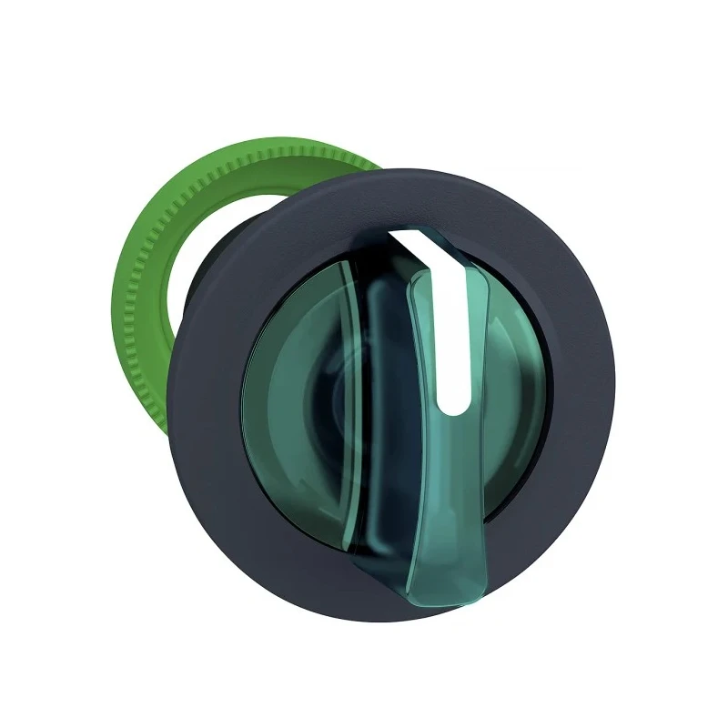 Schneider Electric Harmony XB5 Series 2 Position Illuminated Selector Switch Head 30 mm Cutout Green Handle IP67 ZB5FK1233