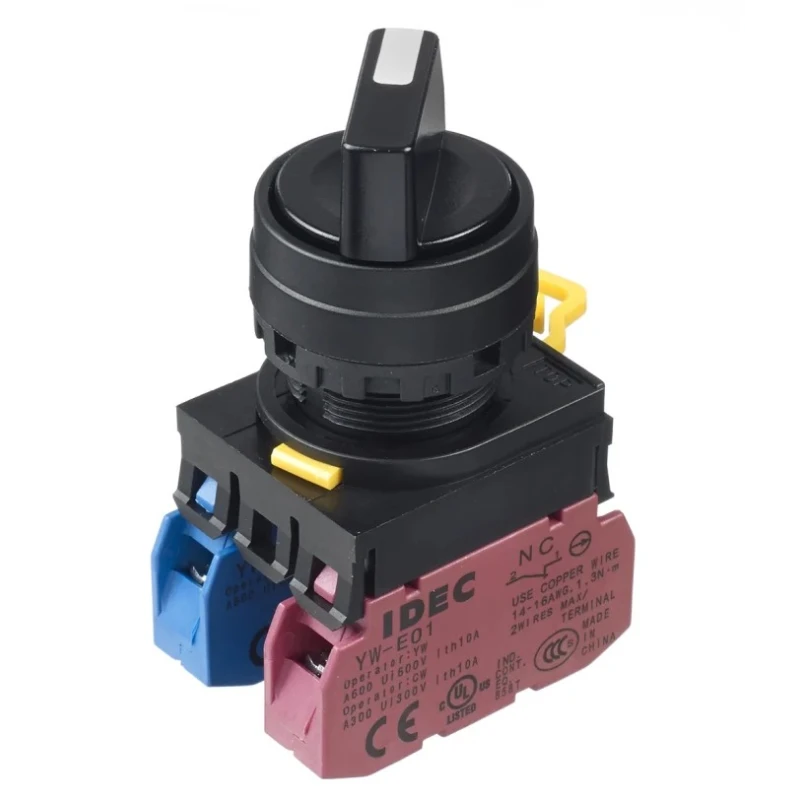 Idec Spring Return Selector Switch SPDT 22 mm Cutout Diameter 2 Positions YW1S-21E11