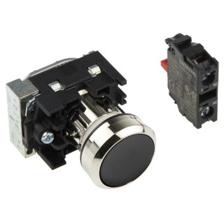 Siemens SIRIUS ACT 3SU11 Series Push Button Complete Unit, Panel Mount, 22 mm Cutout, Black, SPST 3SU1150-0AB10-1CA0