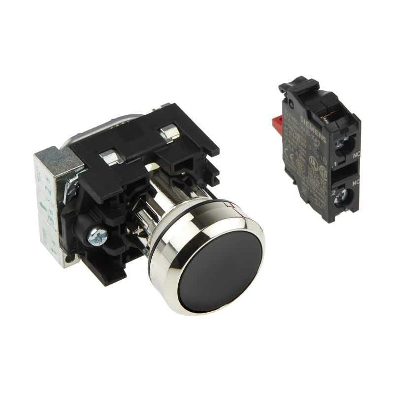 Siemens SIRIUS ACT 3SU11 Series Push Button Complete Unit, Panel Mount, 22 mm Cutout, Black, SPST 3SU1150-0AB10-1CA0