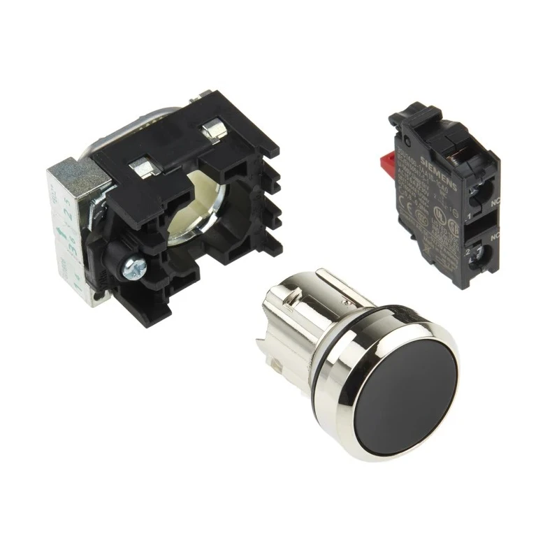 Siemens SIRIUS ACT 3SU11 Series Push Button Complete Unit, Panel Mount, 22 mm Cutout, Black, SPST 3SU1150-0AB10-1CA0