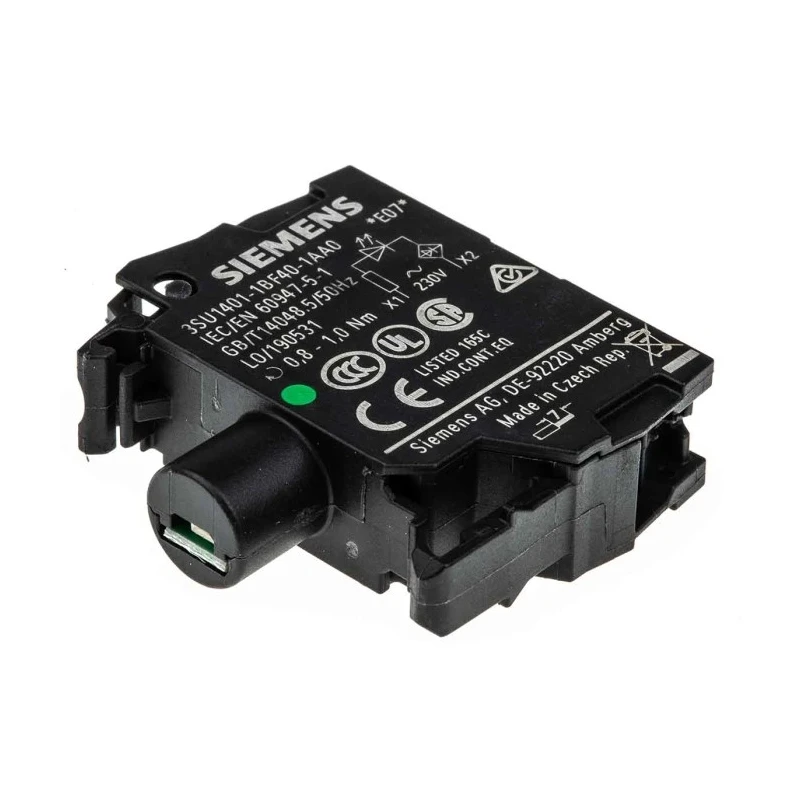 Siemens SIRIUS ACT 3SU11 Series Illuminated Push Button Complete Unit Panel Mount 22mm Cutout Green SPST 3SU1106-0AB40-1BA0