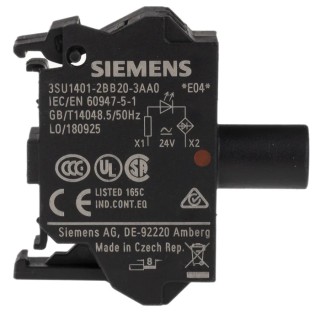 Siemens 3SU1 Series Light Block, LED Red Indicator, 24 V AC/DC, 20mA Current Rating, Spring Terminal 3SU1401-2BB20-3AA0