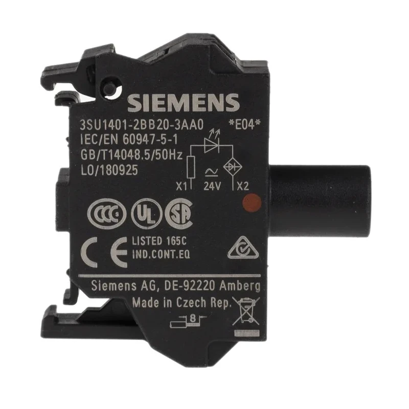 Siemens 3SU1 Series Light Block, LED Red Indicator, 24 V AC/DC, 20mA Current Rating, Spring Terminal 3SU1401-2BB20-3AA0