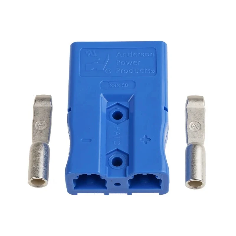 Anderson Power Products SBS Series 2 Way Male Battery Connector, Straight Cable, 600V, 110A SBS50BLU08