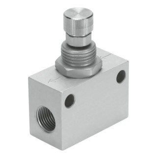Festo GR Series Flow Controller Flow Valve, 10 Bar Maximum Operating Pressure, G 1/8 Inlet and Outlet Thread GR-1/8-B