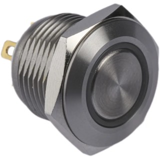 RS PRO Illuminated Momentary Push Button Switch Panel Mount 16 mm Cutout SPST Blue LED IP67 36 V DC 175-9195