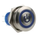 RS PRO Illuminated Push Button Switch Momentary Panel Mount DPDT Blue LED IP67 22.2 mm Cutout 250 V 3, 5A 175-9279