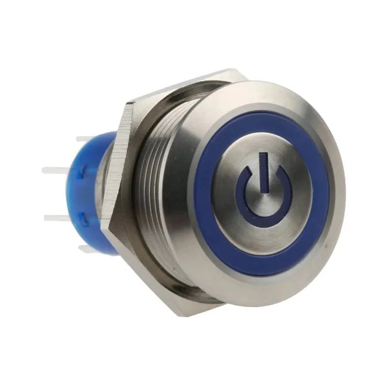RS PRO Illuminated Push Button Switch Momentary Panel Mount DPDT Blue LED IP67 22.2 mm Cutout 250 V 3, 5A 175-9279