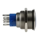 RS PRO Illuminated Push Button Switch Momentary Panel Mount DPDT Blue LED IP67 22.2 mm Cutout 250 V 3, 5A 175-9279