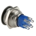 RS PRO Illuminated Push Button Switch Momentary Panel Mount DPDT Blue LED IP67 22.2 mm Cutout 250 V 3, 5A 175-9279