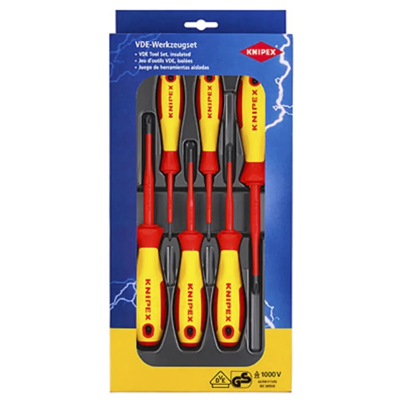 Knipex Phillips and Pozidriv Insulated Screwdriver Set, 6-Piece, 1000V VDE Certified 00 20 12 V03