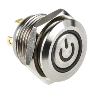 RS PRO Illuminated Momentary Panel Push Button Switch, 16 mm Cutout, SPST, Green LED, IP67, 36 V dc 175-9201