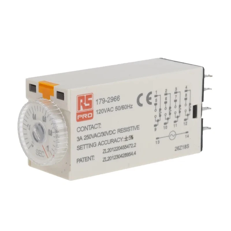 RS PRO Plug-In Time Delay Relay, 4-Contact, 110 V AC, ON Delay Function, 4PDT Switch Configuration 179-2966