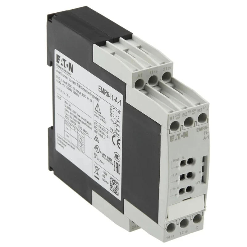 Eaton 1 Phase Monitoring Relay CO Contact Configuration DIN Rail Mount, 1A Max Current, IP50/IP20, 78mm x 184790 EMR6-I1-A-1