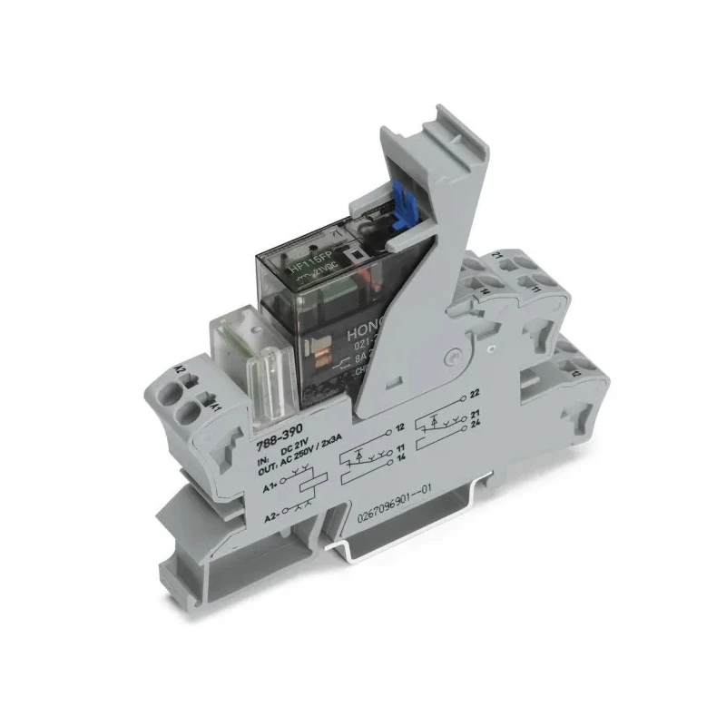 WAGO Interface Relay, 24V DC Coil, DPDT Contact Configuration, DIN Rail Mount, Silver Alloy Contacts 788-390