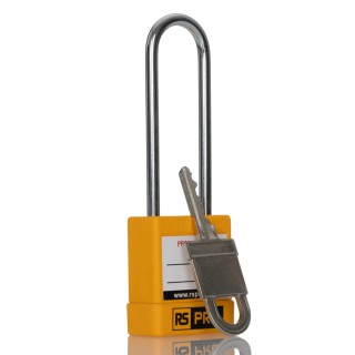RS PRO Yellow 1-Lock Safety Lockout Padlock Steel Shackle 5 mm 73 mm Length 180-6818