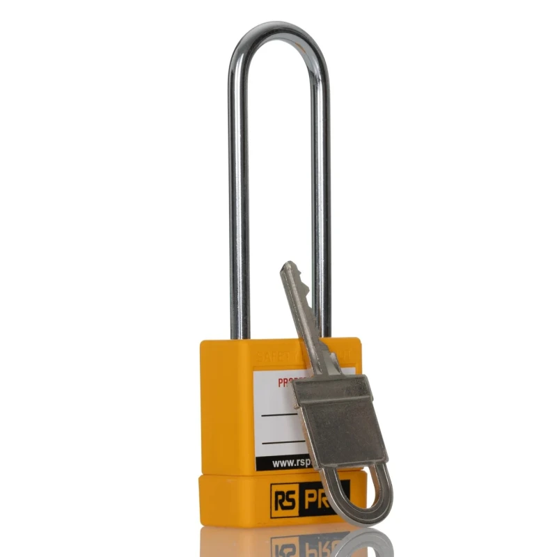 RS PRO Yellow 1-Lock Safety Lockout Padlock Steel Shackle 5 mm 73 mm Length 180-6818