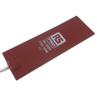 RS PRO Silicone Heater Mat, Rectangle 6 in x 2 in, 60 W, 115 V AC 181-2058
