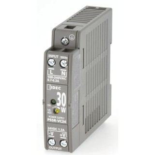 Idec PS5R Switched Mode Din Rail Power Supply 1-Phase AC/DC Input 85-370 V, 24 V DC Output, 1.3 A, 30 W PS5R