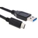 RS PRO IC Socket USB Cable Male USB Type C to Male USB 3.0 USB Type A Black 1m 182-8847