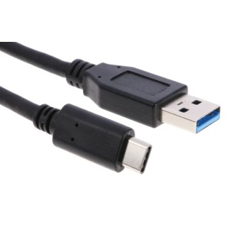 RS PRO IC Socket USB Cable Male USB Type C to Male USB 3.0 USB Type A Black 1m 182-8847